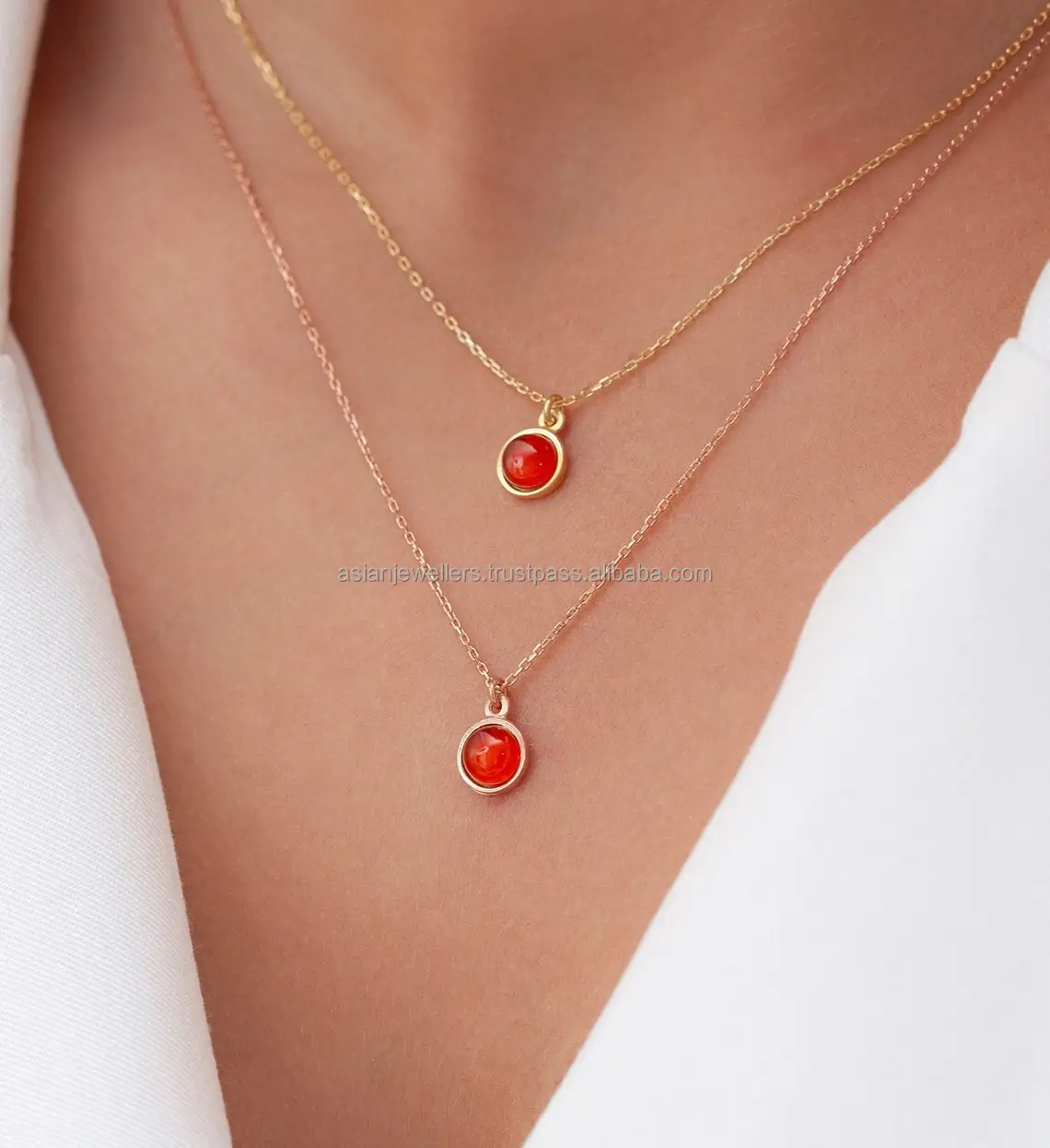 925 sterling silver Carnelian gemstone gold vermeil necklace