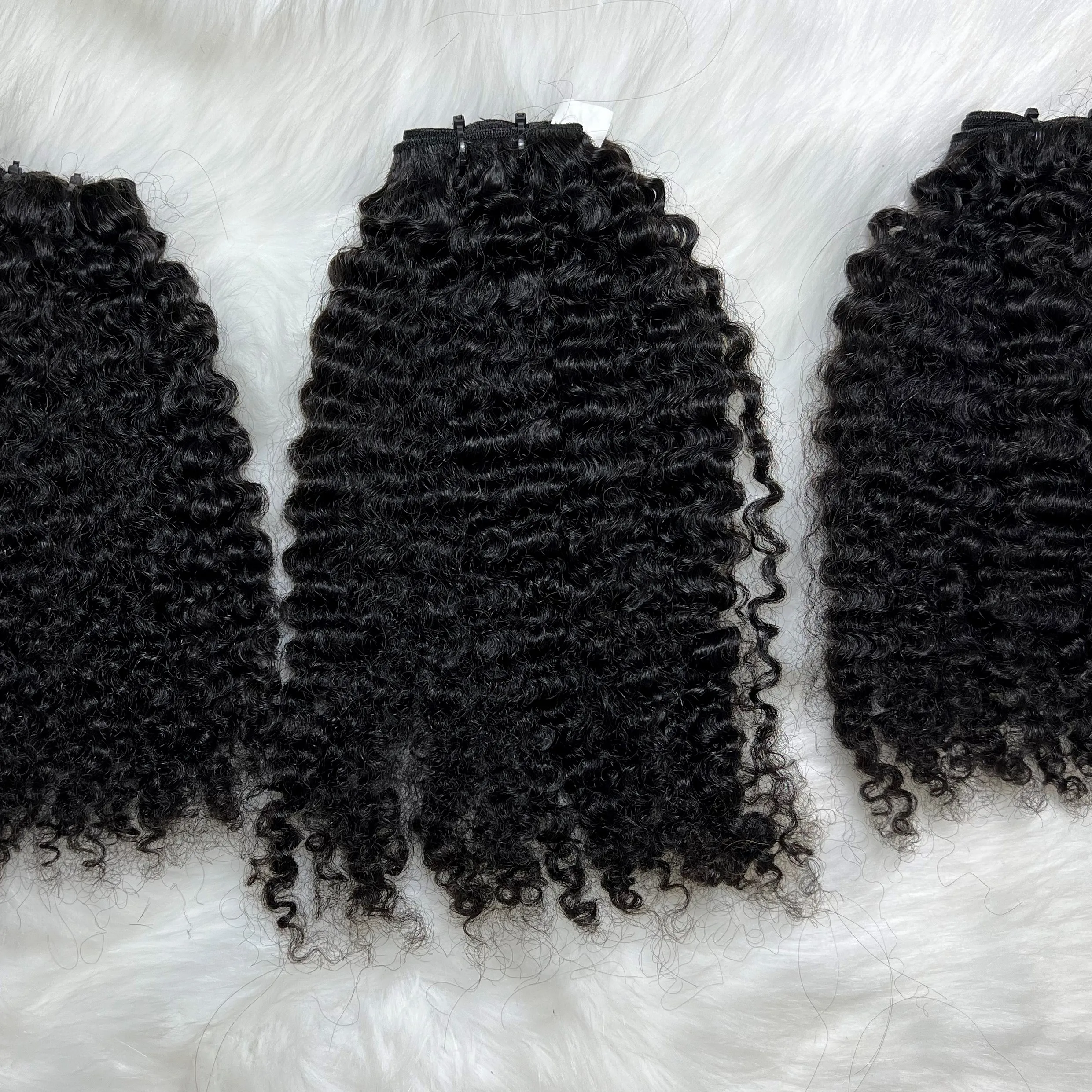 Factory Burmese Curly 3 Bundles Human Raw Hair Weave Extensions Natural Color Black Burmese Hair Extensions