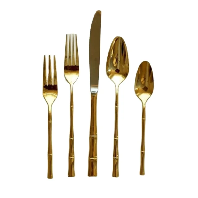 Made of Stainless Steel Gold Polished Tableware Cutlery Flatware Set for Wedding and Events Parties Spoons Fork Knives