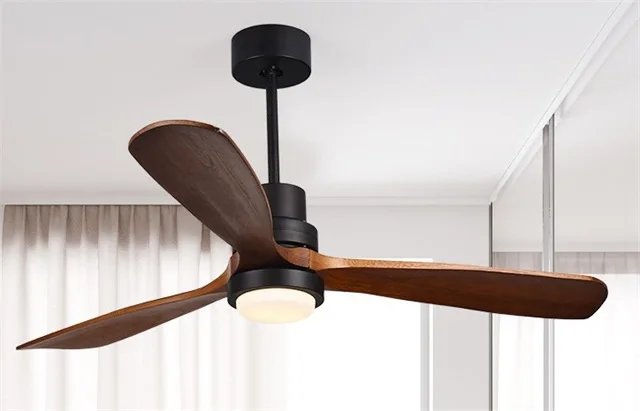 Modern Ceiling Fan Lights 52 Inch Indoor Modern Design Solid Wood Blade Remote Control Ceiling Fan With LED Lights