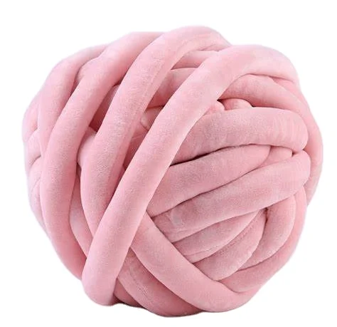 2cm Polyester Hollow Giant Hand Knitting Yarn Crochet Braid Filled Jumbo Vegan Super Bulky Velvet Chunky Tube Braid Yarn