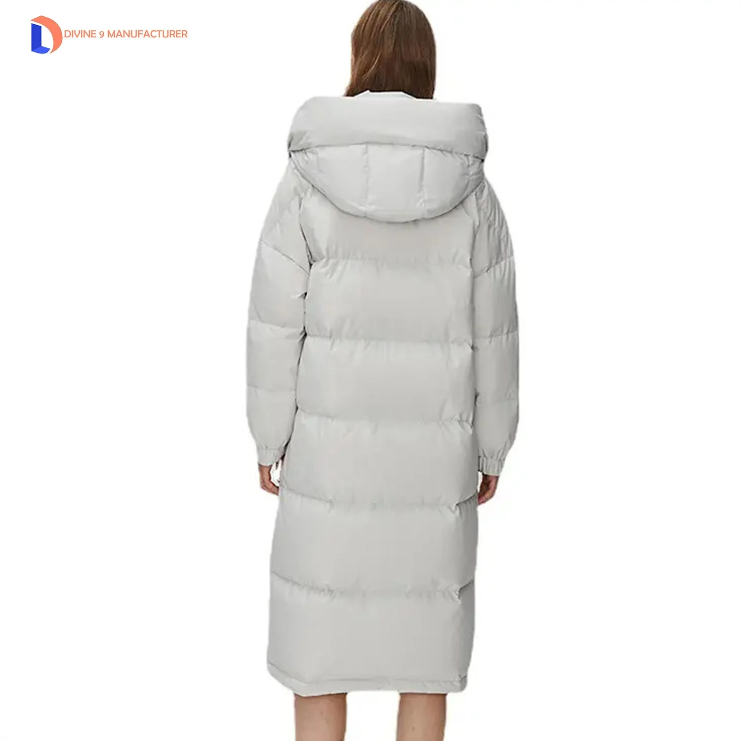 Puffer Coat Windproof Long Jacket  Lady Padded Down Coat Winter
