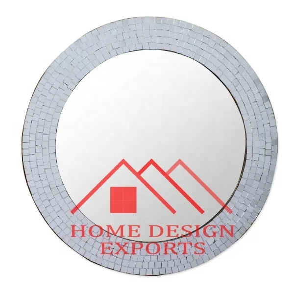 Table Wedding Decor Accept Round Sunburst Mosaic Wall Mirror Frame for Home Hotels & Restaurants