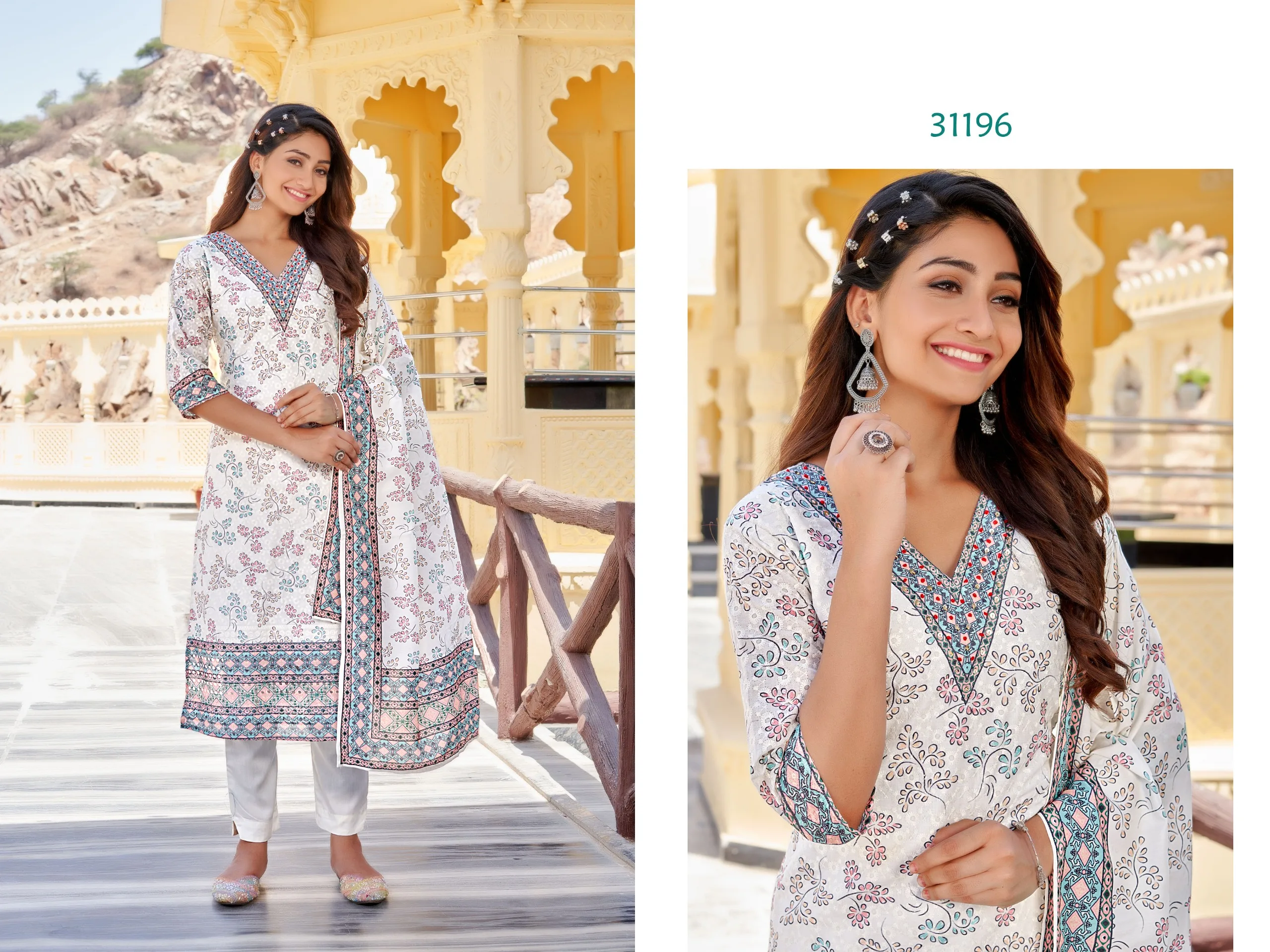 TOP SELLING NEW INDIAN & PAKISTANI STYLISH HEAVY EMBROIDERY LONG 3 PIECES CHICKEN FABRIC KURTI SET DRESS FOR WOMEN 2024