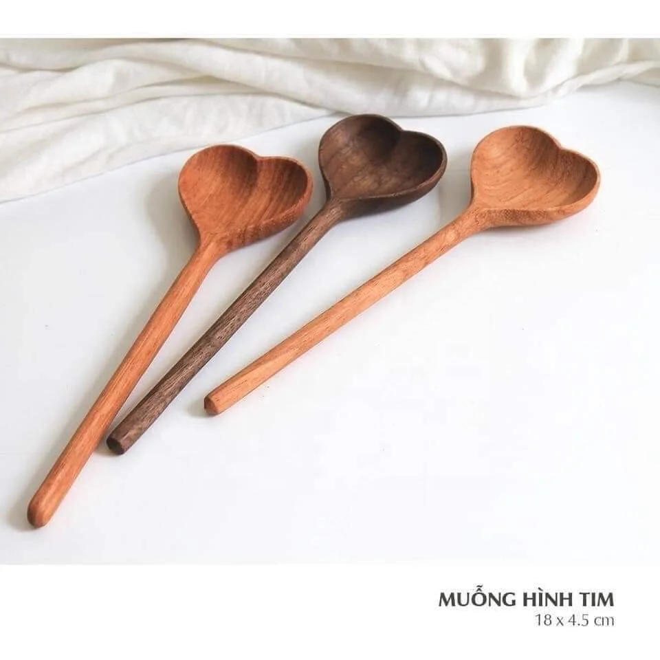 Long Wooden Spoon wooden Table Spoon with Unique Design- Heart Shape