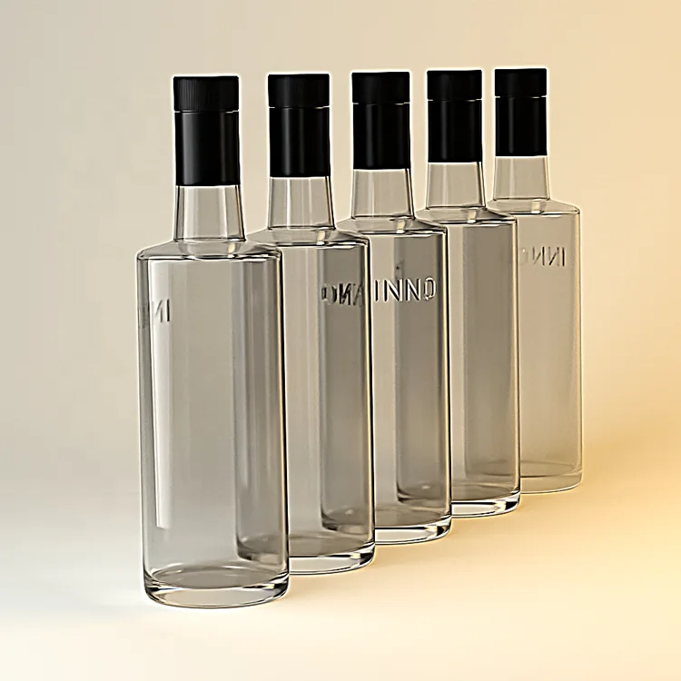 Custom 750ml Clear Glass Bottles Whiskey Wine Drink Drinking Water Bottles Containers With Aluminum Lid INNORHINO