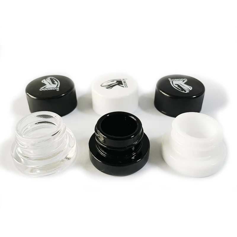 Wholesale 5ml Factory OEM Logo Luxury White Glass Round Medical Cream Jar Black Cap With CRC Lid