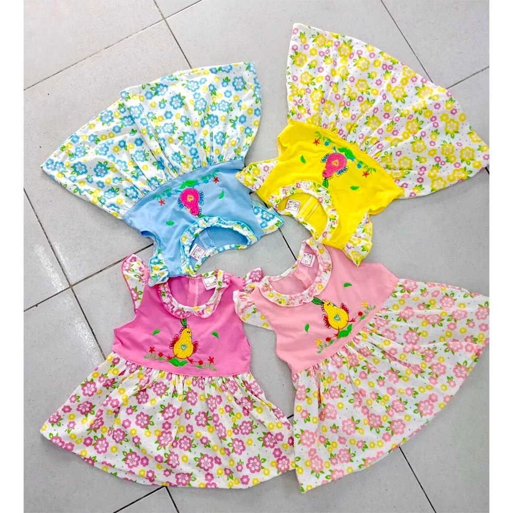 Girls Summer Casual Dress Cotton Wholesale Children Fashion Clothing Bulk Supply Vietnam Factory for Kids Clothes