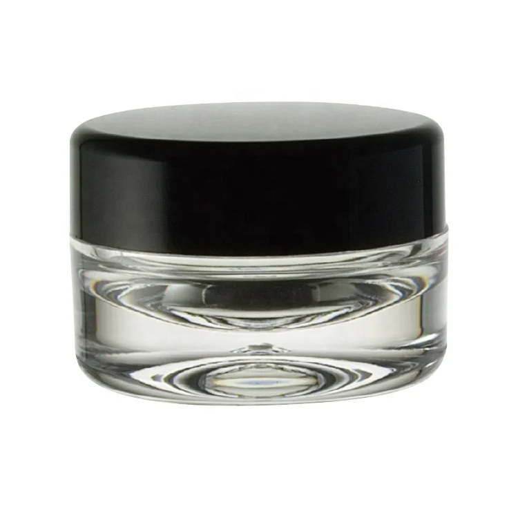 8g. Plastic Clear Thick Bottom PS Jars with ABS Black Lid  J-0838DRC