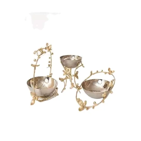 Newest design Incense Set of 3pcs for Home Tableware Bukhoor Dukhoor Burner decorative Gold Plated Metal Incense Burner