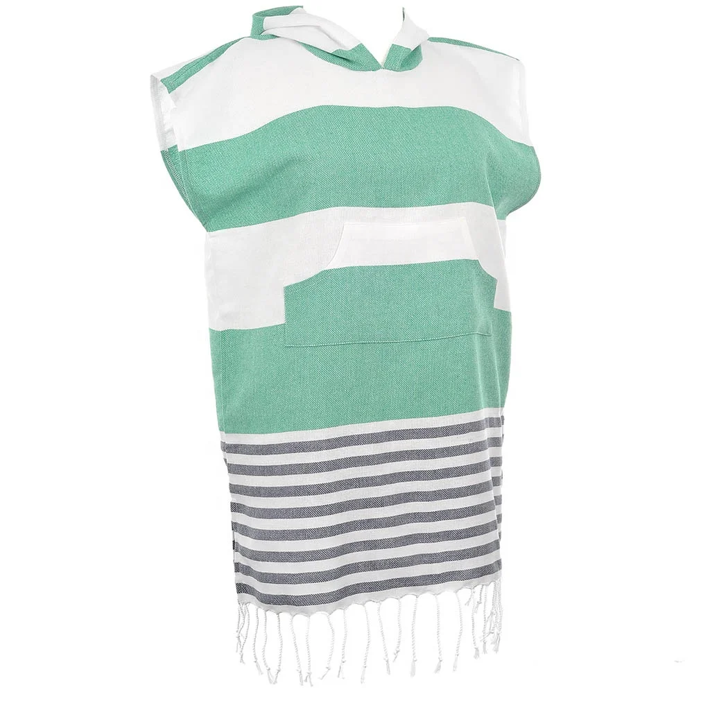 Wholesale Kids Hooded Surf Poncho Towel Custom Design Logo Embroidery Beach Changing Robe Super Absorbent Regenerated Cotton