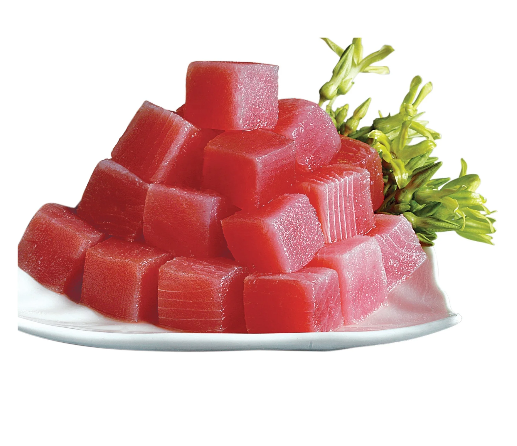 Frozen Yellowfin Tuna sashimi cube, skinless, boneless, CO treated made in Vietnam factory in bulk to export