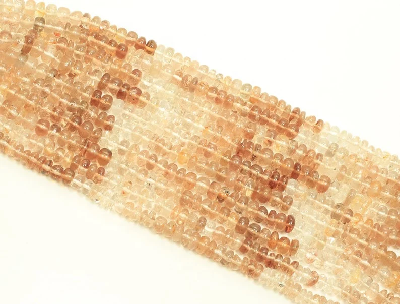 Natural Brawn Topaz Roundel shape Plain loose gemstone polished beads making jewelry wholesale price
