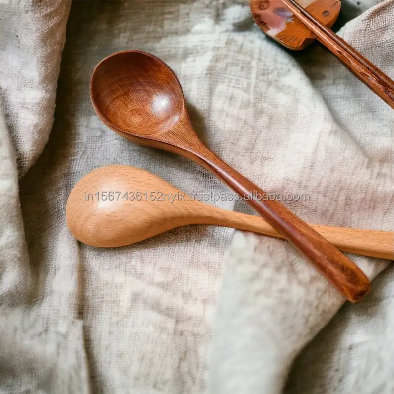 wooden small spoon with contemporary design and food safe polish