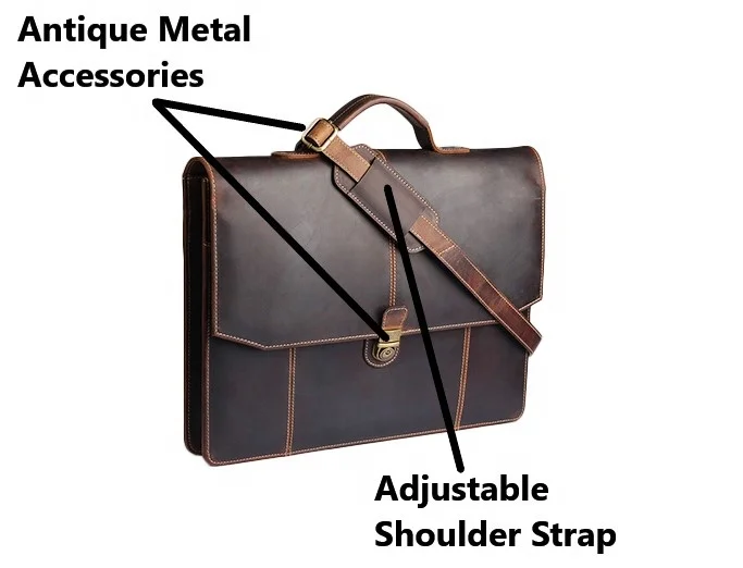 2021 Classic Business Vintage Real Genuine Leather Messenger Bag Laptop Bag for men