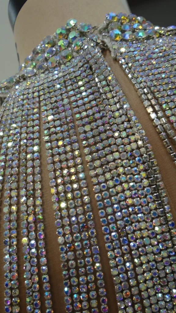 Sliver Long Rhinestone Fringe Trim Chain By The Yard Tassel Rhinestones Fringes for Sewing Jackets Ideal Party wear