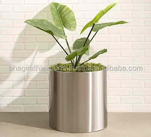 Round Circular Stainless Steel Metal Outdoor Catering Home Decorative Flower Pots Planters