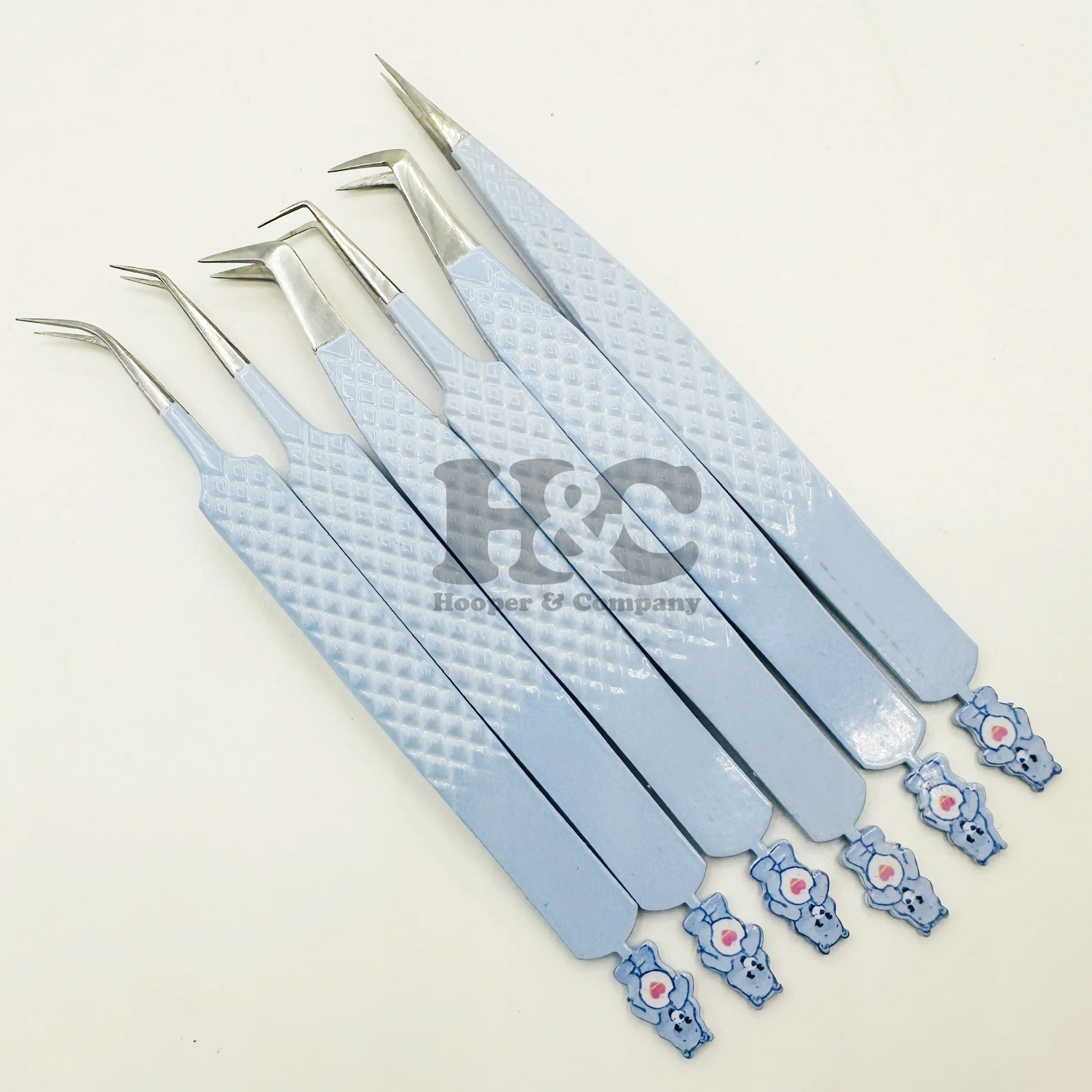Customize Logo Accept Tweezers Care Bear Light Blue Eyelash Tweezers Sustainable Tested Extension Tweezers Top Regular Sale