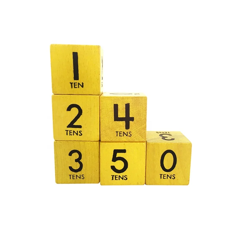 25mm Yellow Wooden Dice with Black Numbers 0-5 - Educational Game Toy