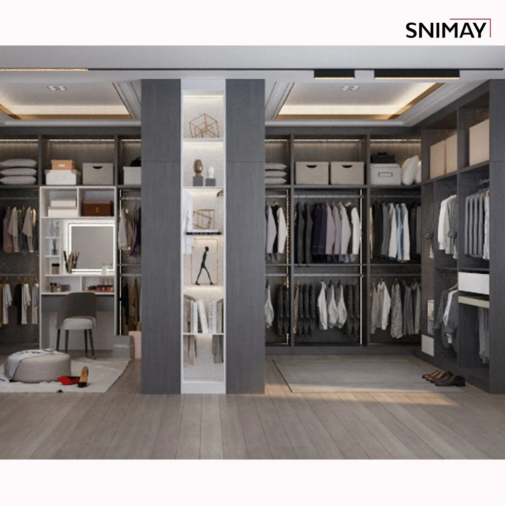 Snimay Custom Walking in Solid Wood Portable Closet Cabinets Set Bedroom Furniture