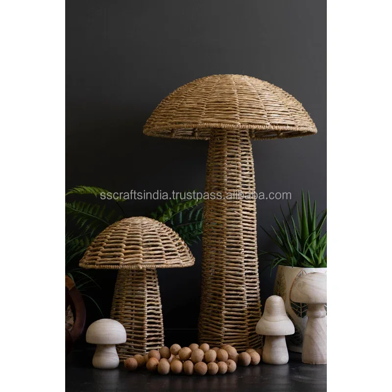 Handmade Landscape & Nature Figurines & Sculptures Mushroom And Rattan Mushroom Unique Pattern Metal Mushroom Made In India