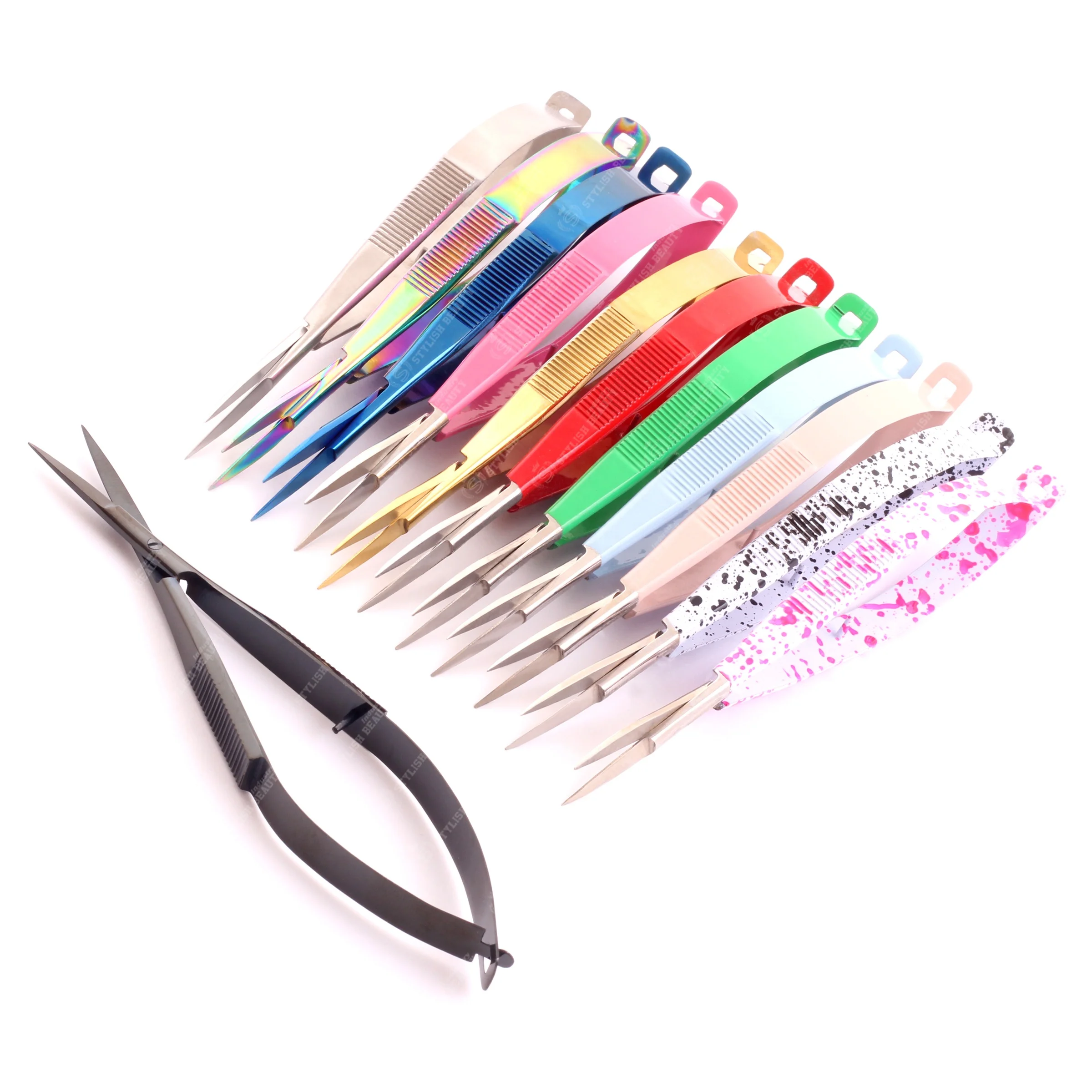 Manicure Tools Professional Cuticle Scissors Eye Brow Squeeze Spring Scissors Cutter Open Eye Micro scissors