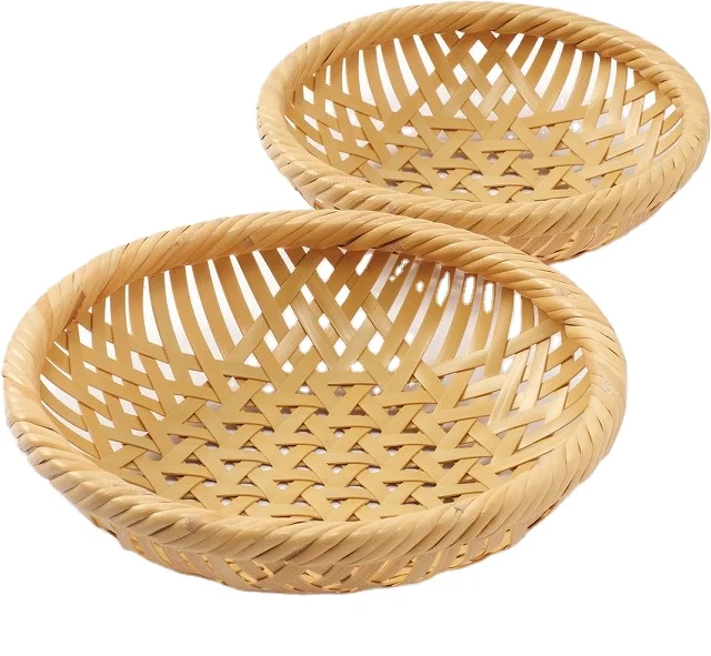 Natural Round Bamboo Wicker Fruit Baskets/ Bamboo Handmade Storage Basket In Vietnam