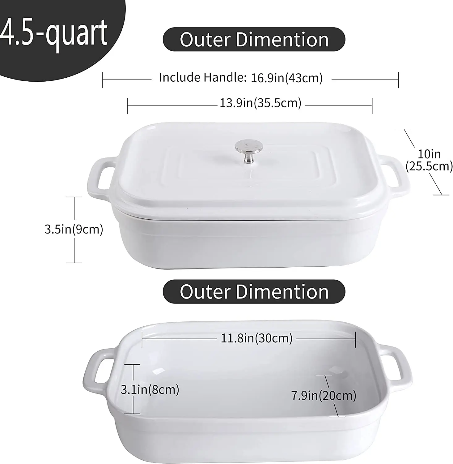 Оптовая продажа неприлипающий кухонный сервировочная печь глубокая Керамическая форма для выпечки формы с крышкой