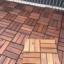 Kanhome Snap Together Wood Flooring 12 slats Acacia Outdoor Flooring for Patio Click Floor Decking Tile Garden Pathway 19mmThick