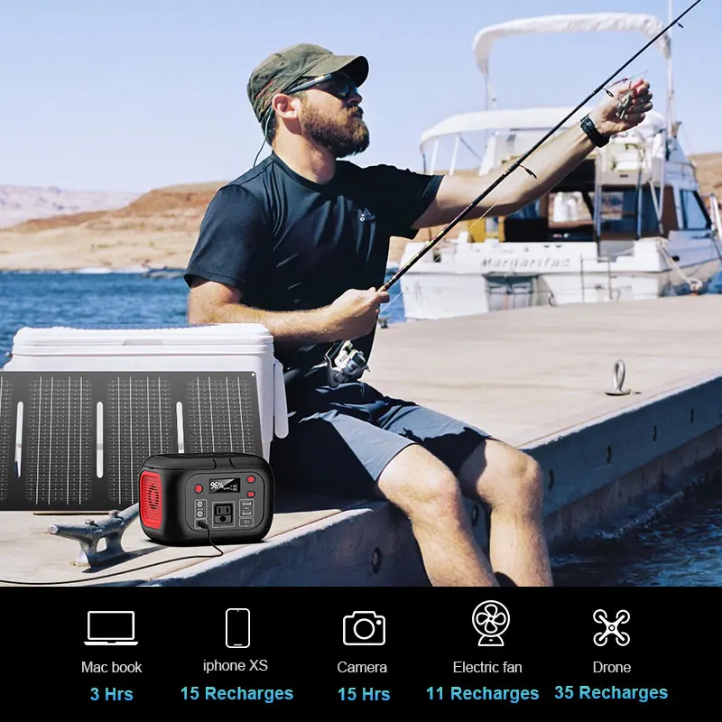 Best Battery Portable Power Station 200W With Solar Generator For Cell Phones/Laptop/Drone/Camera/TV/Projector