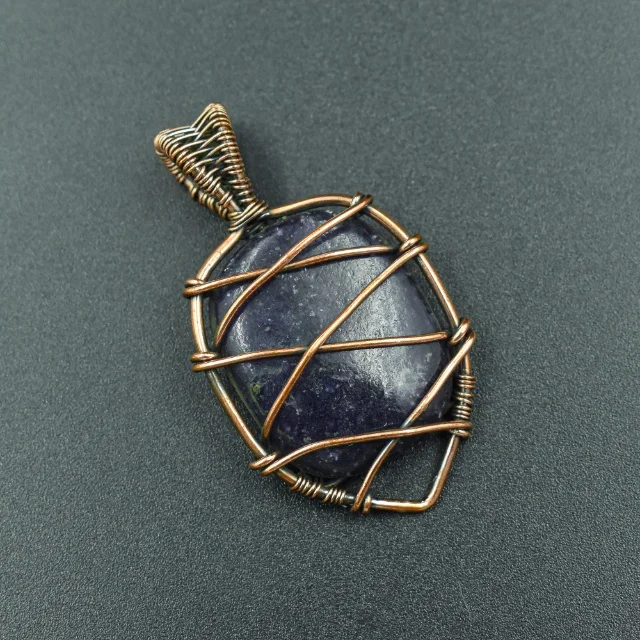 Sodalite Copper Wire Wrapped Gemstone Pendant Handmade Fashion Jewelry Designer Gift for mom