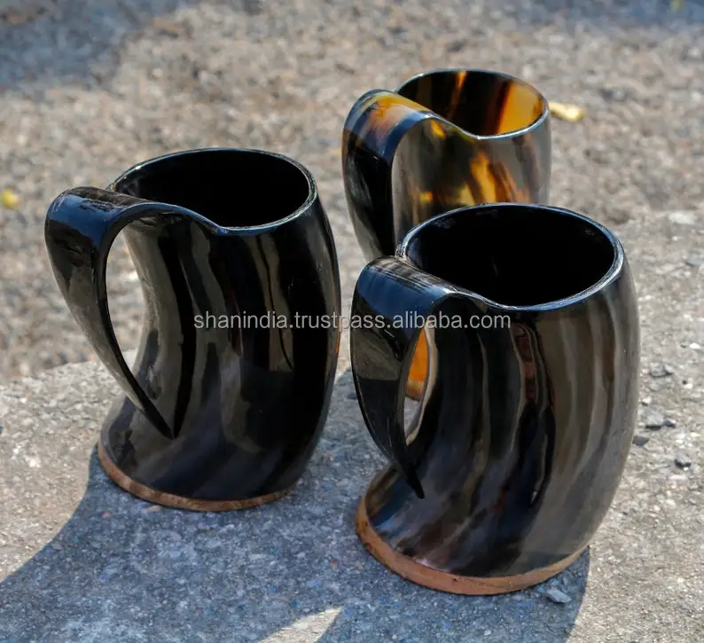 High quality hand finished natural Viking Drinking Horn mugs