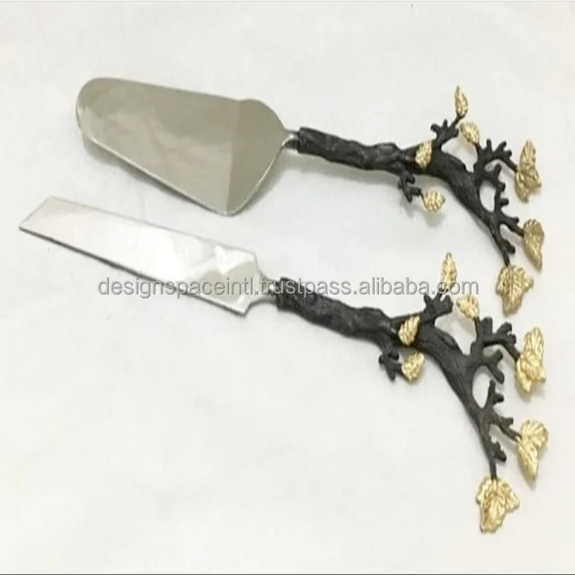 Designer Metal Cake Stand with Knife and Cake Serve Spoon at best rate