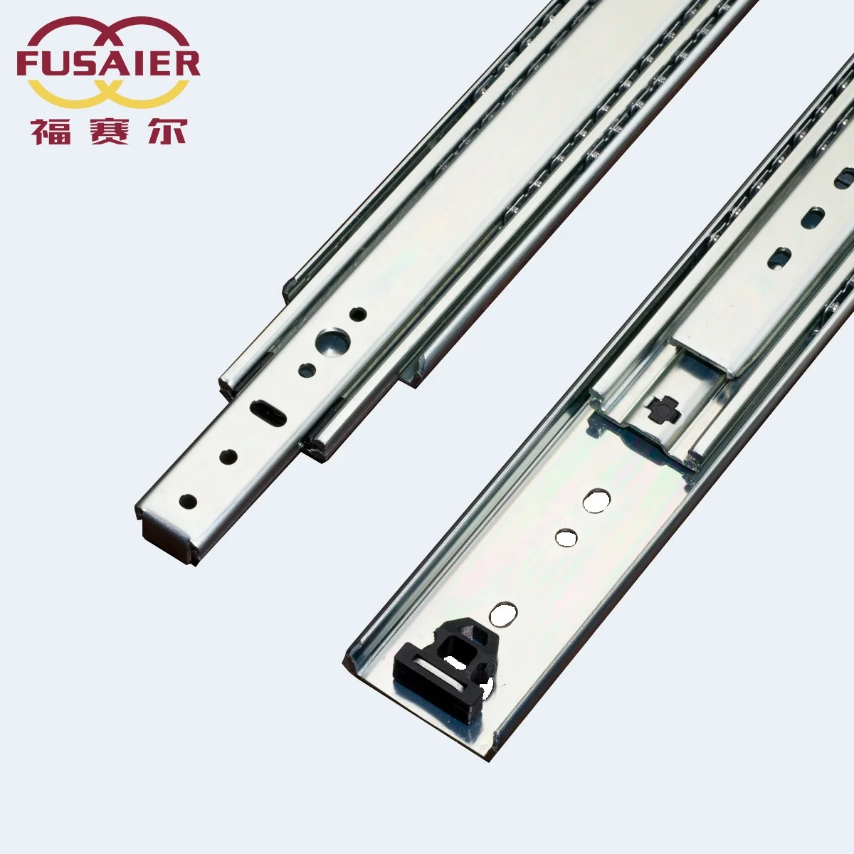 Fusaier Hot Sale Slim Gap 53mm Full Expanded Telescopic Slide Rail Heavy Duty Drawer Slide Rail Industrial Slide rails