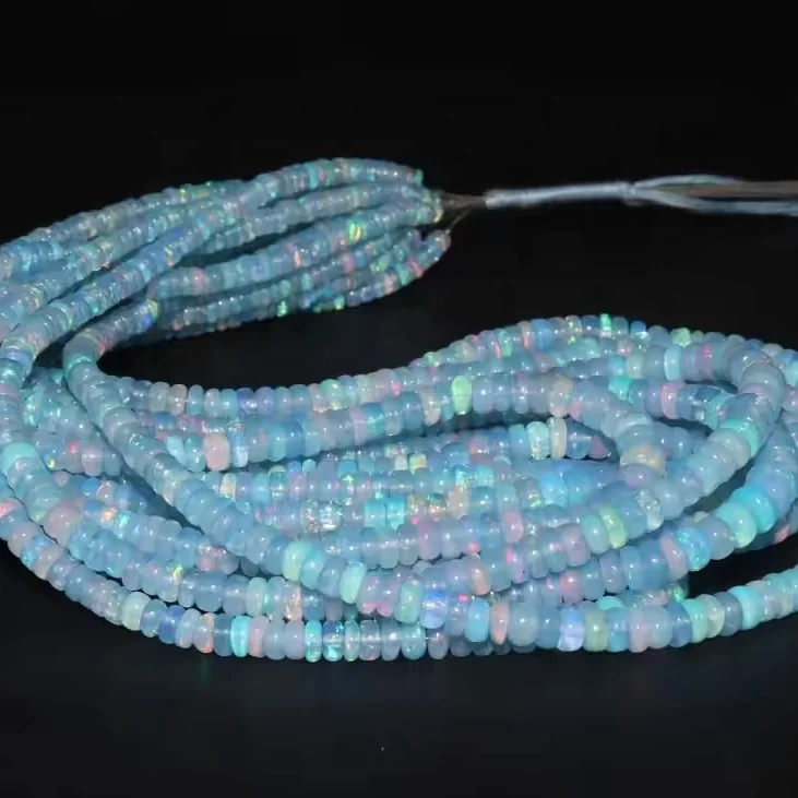 Tanzanite Blue Opal Smooth Rondelle Bead For Jewelry Making Beads Strands Wholesale Centre Drilled Beads