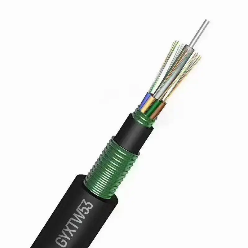 GYXTW Aerial Armored Fiber Optic Cable with messenger Single Mode Central Loose Tube 2-24 Cores Outdoor Cable GYXTW G652D