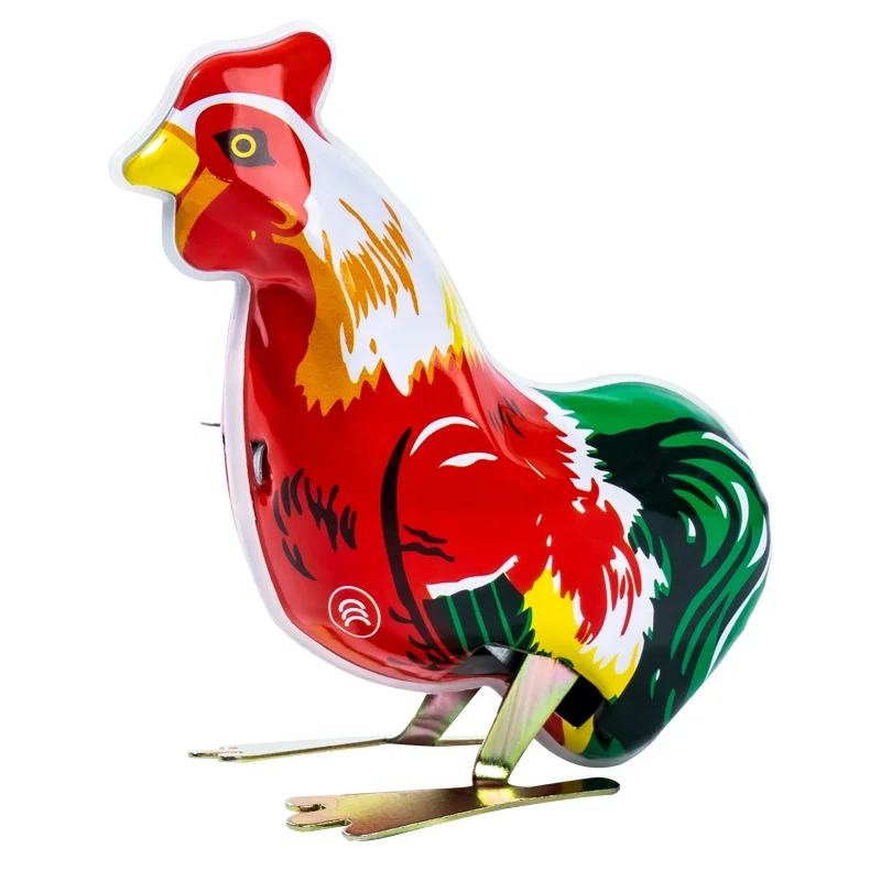 Funny turkey wind-up toys Childhood Nostalgia Interesting red Iron Rooster Wind Up toys Kids clockwork spring Education Toys