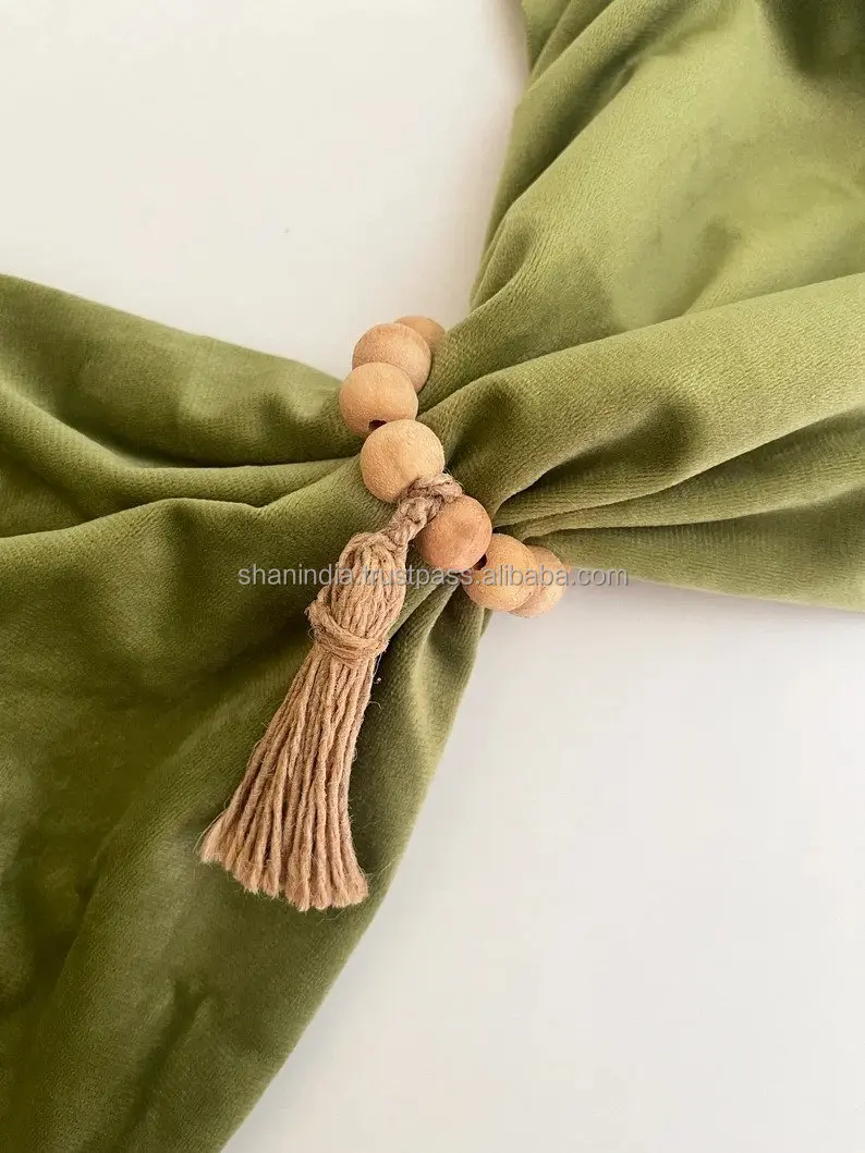 Beech Wood Beaded Wooden Rings, High Quality Polished Wooden napkin Rings, Napkin Holder Wood Rings DIY