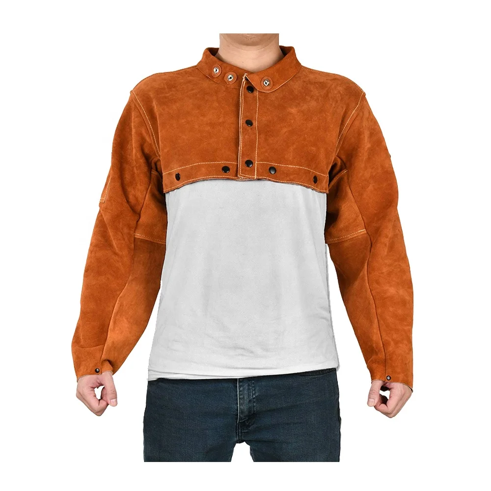 Leather Welding Jackets Flame Resistant Welder Safety Clothes Long Sleeves Welding Work Jacket