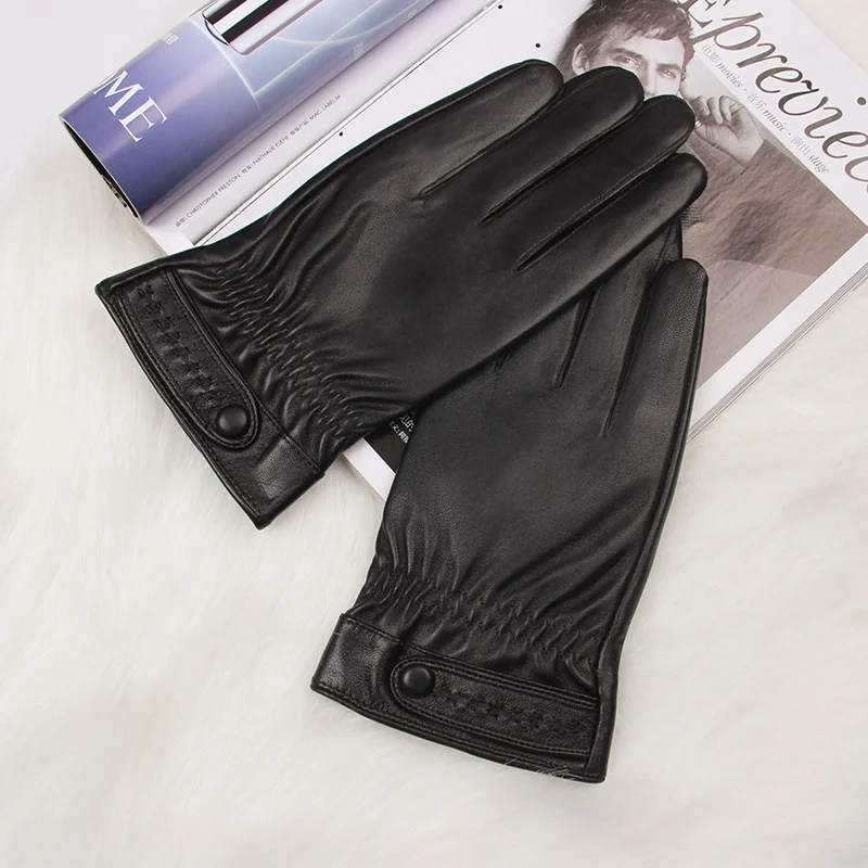 Лучшая цена, Новое поступление, лидер продаж, стильные зимние утепленные мужские кожаные перчатки для вождения, высококачественные защитные перчатки для вождения