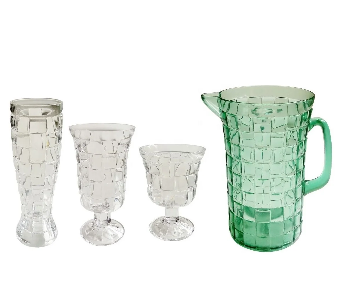 Plastic Tableware Set With Water Pitcher And Drinking Cup