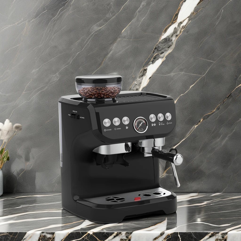 Household Espresso Coffee Machine Grinding Integrated Machine Semi-Auto Cappuccino Coffee Machine wirh Milk Foam