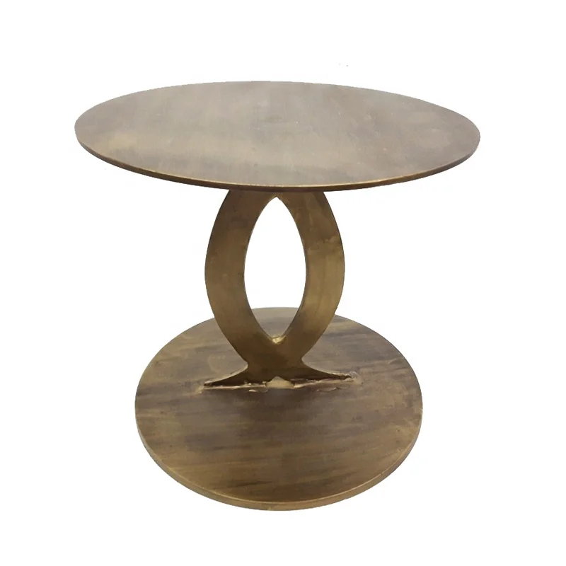 Antique Nickel Plated Aluminium And Marble White And Grey Color Elegant Room Decorative Round Shape Table