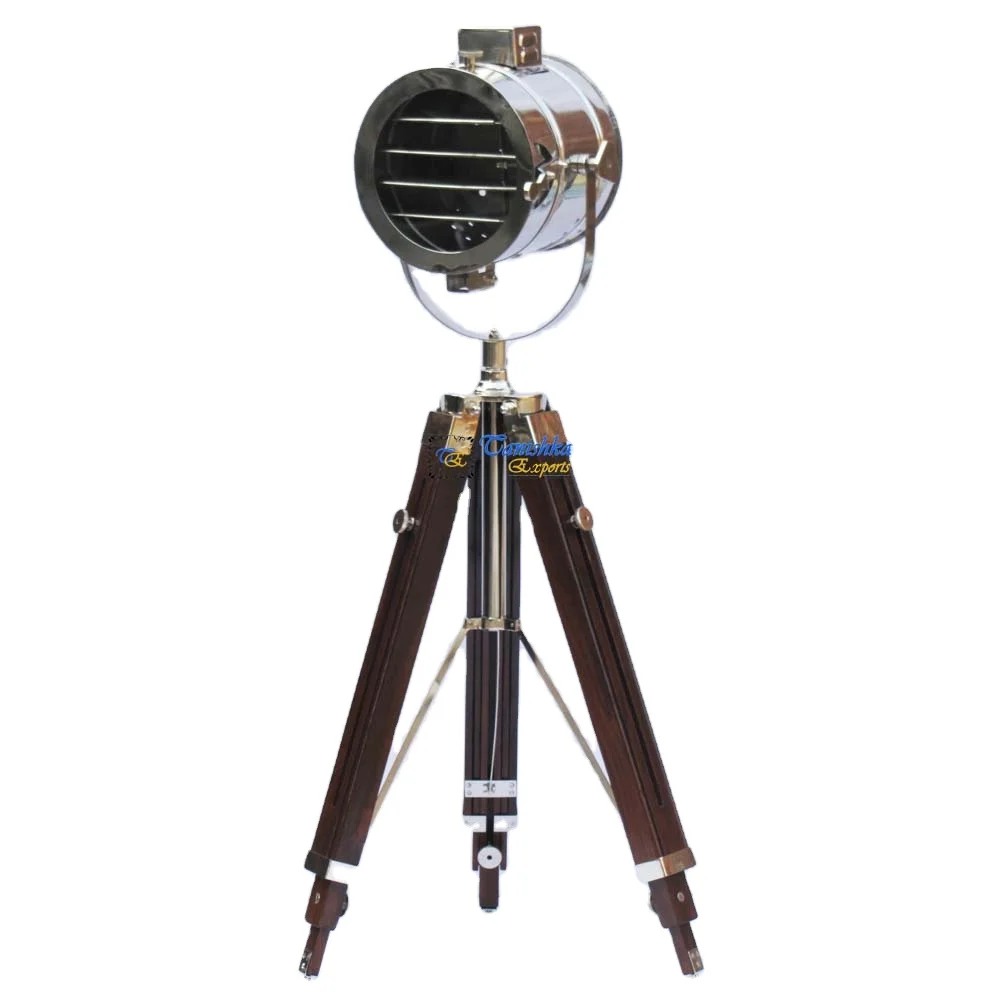 Nautical Home Decor Searchlight Decorative Aluminum Floor Spotlight with Tripod Stand Plated Metal Marine Model for Gift Use