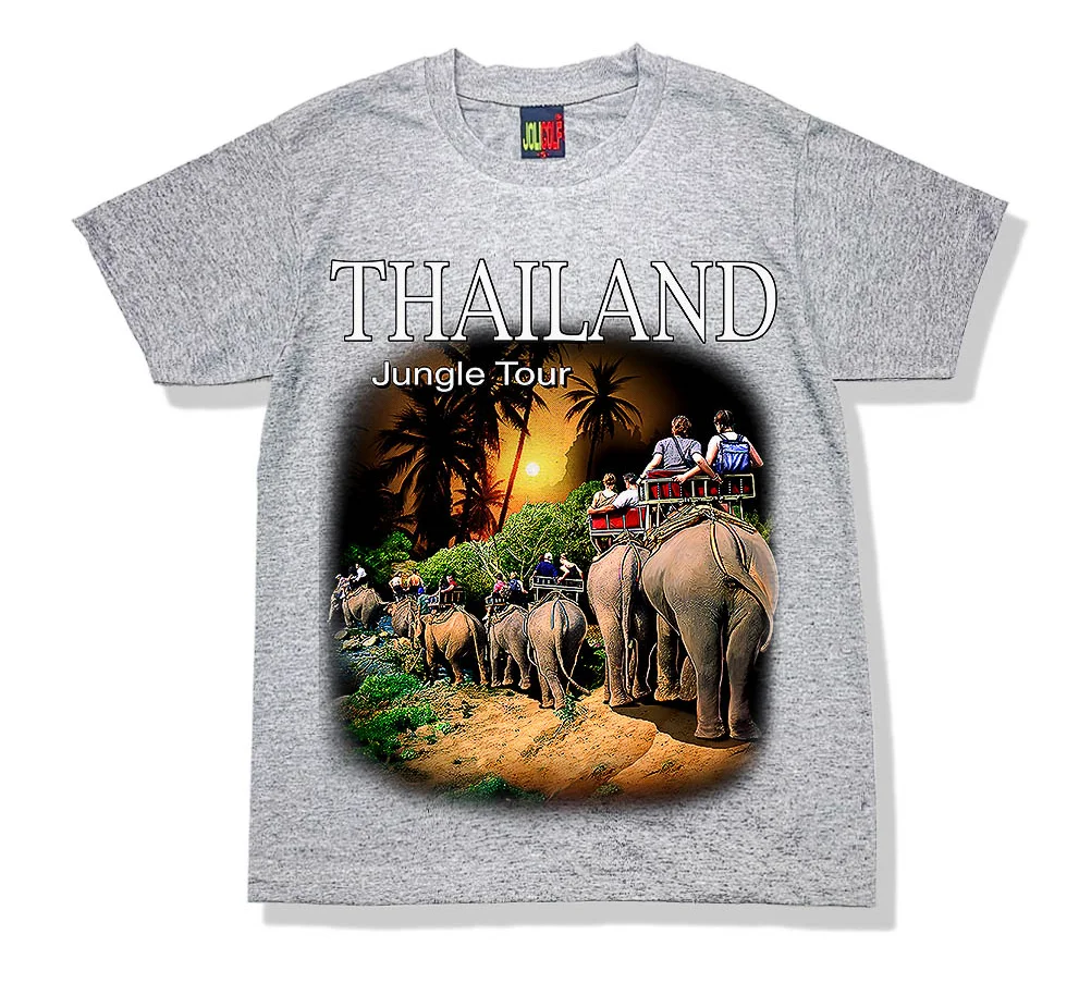 Elephant Jungle Graphic T-Shirt Premium Quality 100% Cotton Custom OEM Design Silk Screen Casual Undershirts Available in S Size