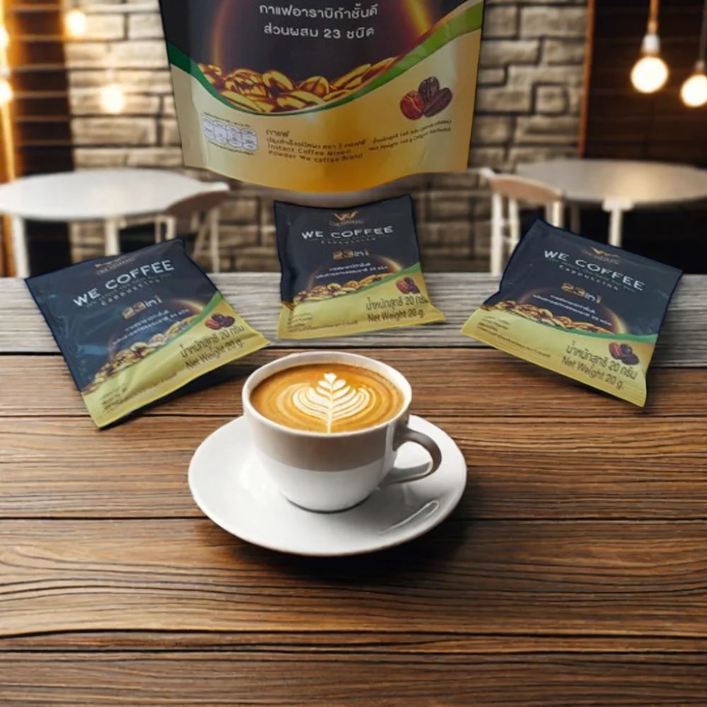 Best Selling 160g 8 Sachet Instant Coffee Cappuccino Mixed Powder 1 Drink Beverage for Slimming Diet Thailand 23 in 1 GMP Halal