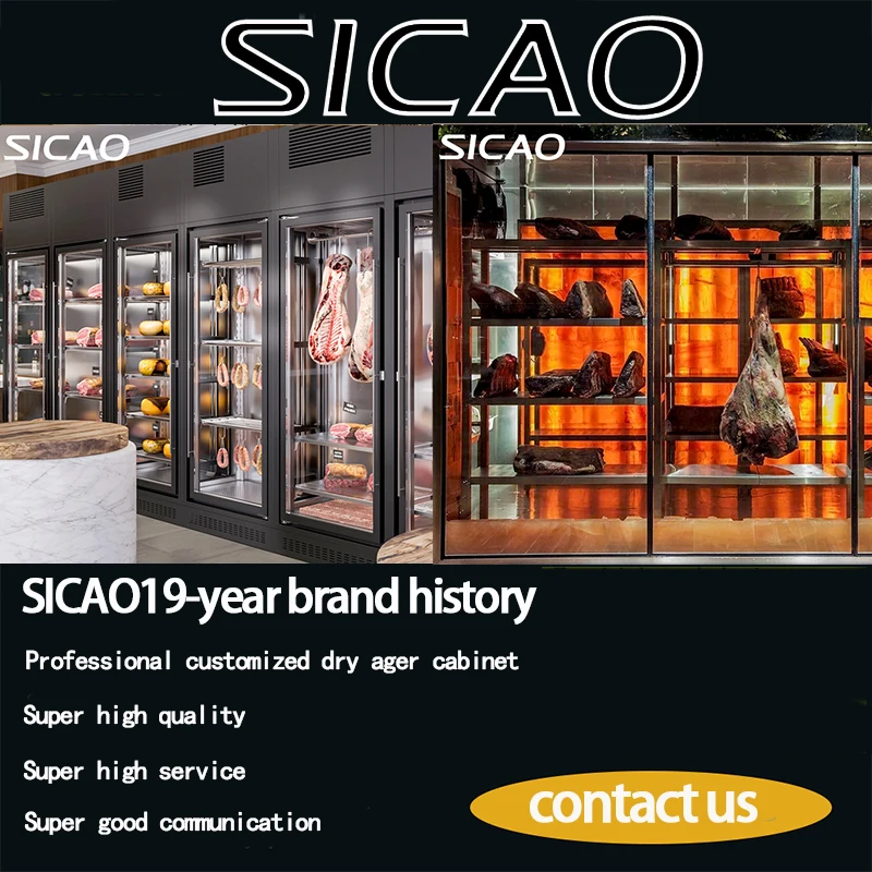 SICAO Custom Dry Aging Aged Cooler Refrigerator Fridge Glass Beef Meat Dry Dri Ager Cabinet Freezers Fro Smart air-dried meat