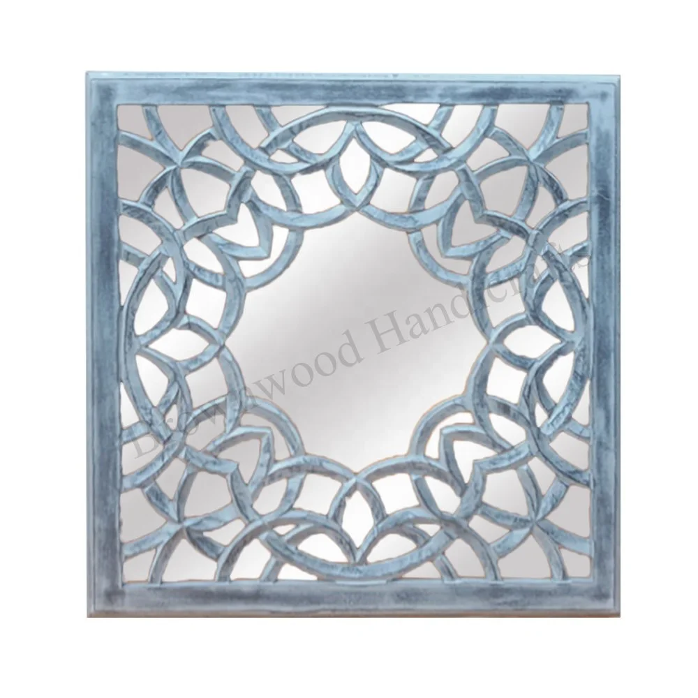 Wooden Hand Carved Wall Decor Hanging Mirror Panel Designer MDF Wood Wall Decor Mirror Panel From Indian Manufacturer & Exporter