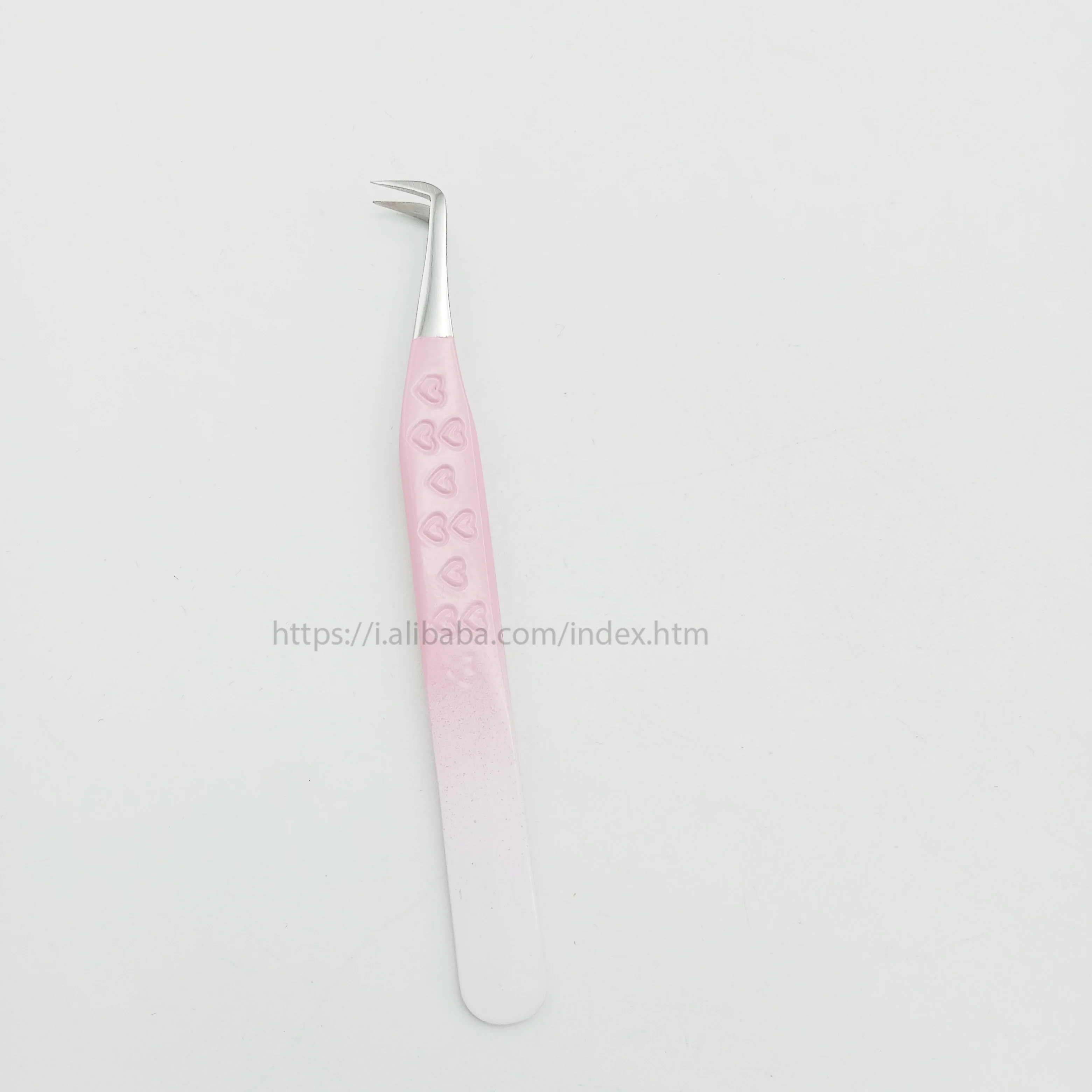 Wholesale Eyelash extension tweezer color  light pink color back white silver with high quality eyelash tool kits lash tweezers