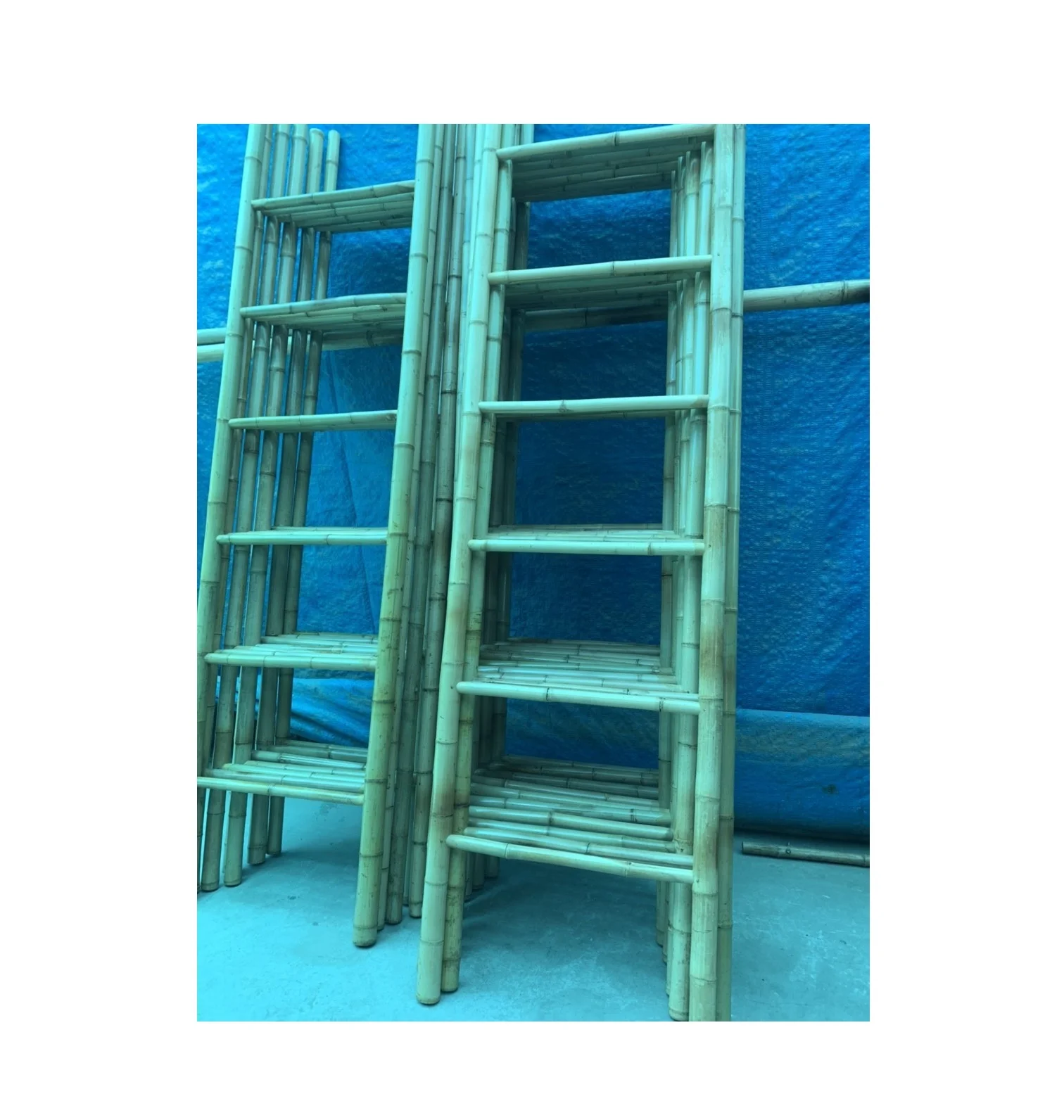 Vietnam Natural Oriental Bamboo Ladder Shape Display Towel Rack Wall Panel / Bamboo pole material for home garden projects